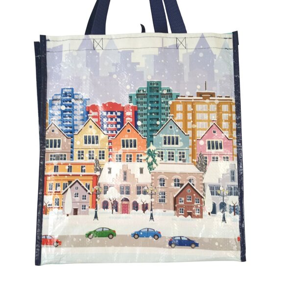 Mallory Renee Large Reusable Tote Shopping Bag - Winter City Drive - Picture 3 of 6